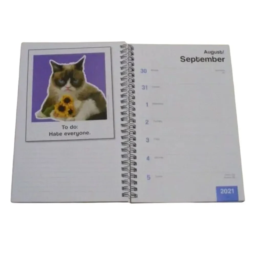 Grumpy Cat 2021 Planner, Weekly & Monthly, MEMES! Book, Spiral bound